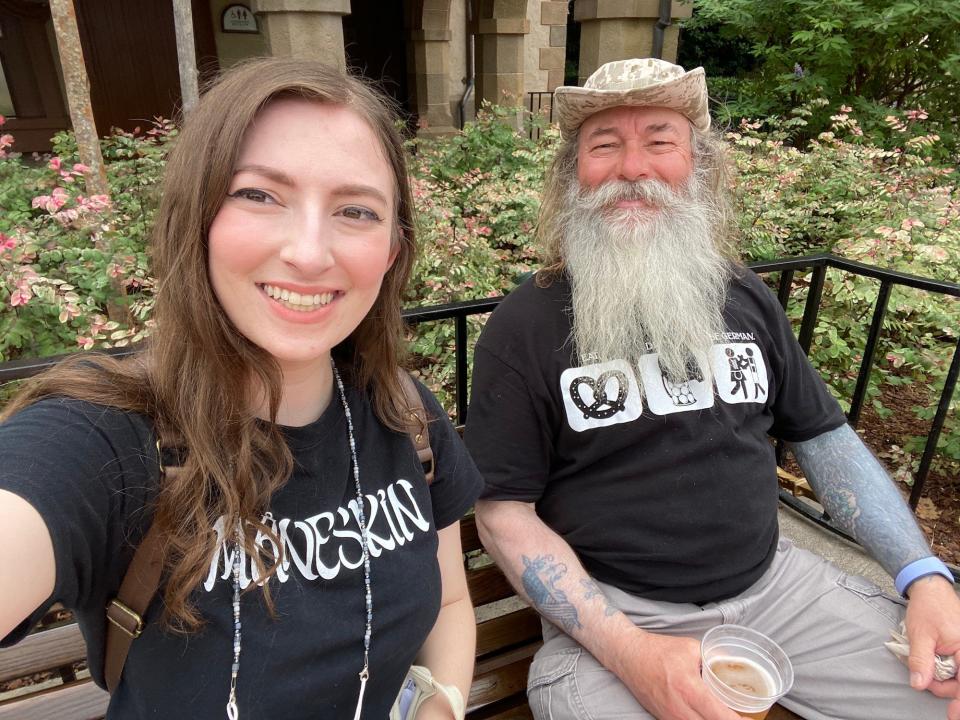 Reporter Amanda Krause and her dad at Epcot's 2021 Food & Wine Festival.