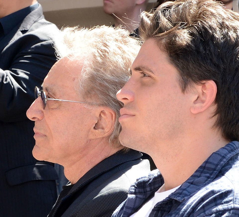 Valli (left) and his son Francesco in Las Vegas on March 21, 2013. WireImage