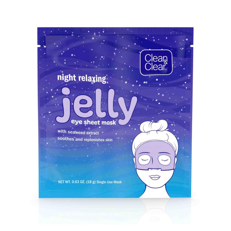 <p>This affordable, cooling hydrogel is formulated with seaweed extract to soothe the look of stress and sleepiness around the eyes. ($3, <a rel="nofollow noopener" href="https://www.target.com/p/clean-clear-night-relaxing-gel-sheet-mask-1ct/-/A-52592164" target="_blank" data-ylk="slk:target.com;elm:context_link;itc:0;sec:content-canvas" class="link ">target.com</a>) (Photo: Clean & Clear) </p>