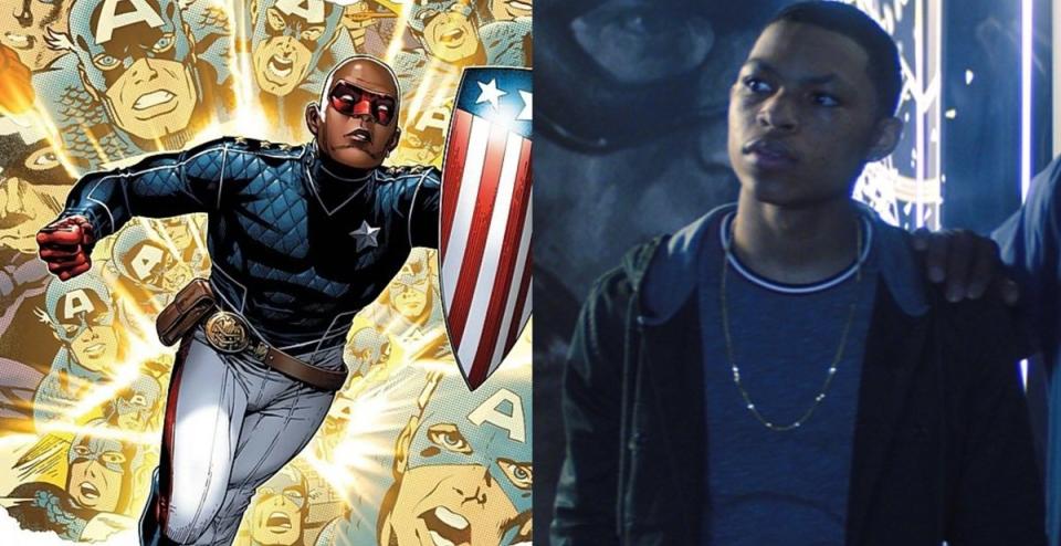 The Young Avenger Patriot (L) and his MCU counterpart from The Falcon and the Winter Soldier (R).