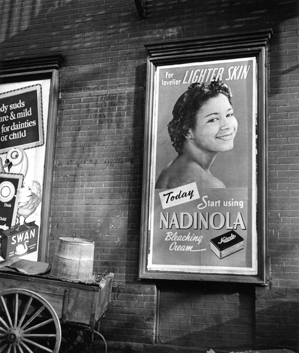 Advertisement for Nadinola bleaching cream, 'for lovelier lighter skin,' New York, New York, 1944. (Photo by Fred Stein Archive/Archive Photos/Getty Images)