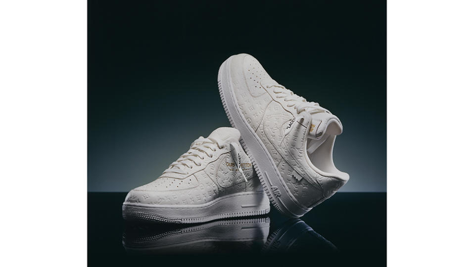 Louis Vuitton and Nike Air Force 1s in White