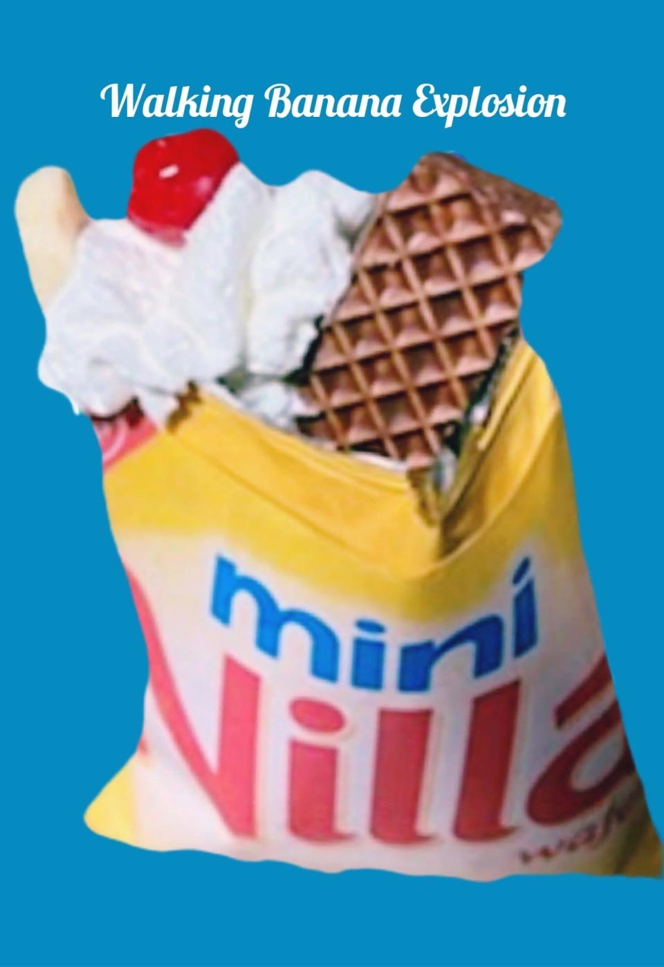 Walking Banana Explosion is one of the new foods for the 2022 Wisconsin State Fair. It's a bag of Nilla wafers topped with vanilla pudding, sliced bananas, nutty bar bits, whipped cream and a cherry. It will be located at Mexican Grill.