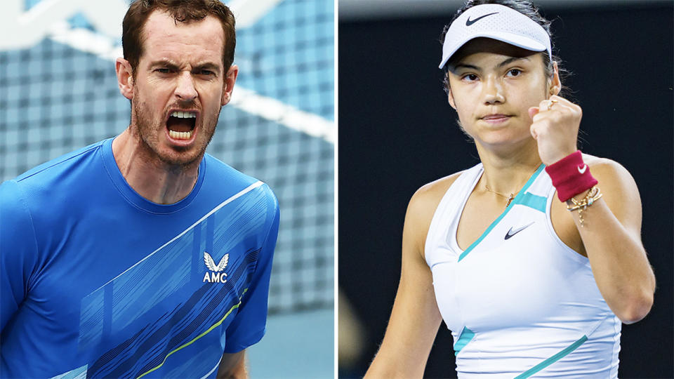Andy Murray and Emma Raducanu, pictured here in action at the Australian Open.