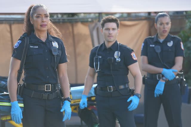 <p>Kevin Estrada/FOX</p> L-R: Gina Torres, Ronen Rubinstein and Brianna Baker on '9-1-1: Lone Star'