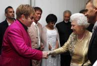 <p>What’d you expect? Elton John to wear something understated? The legendary singer went with a colorful blazer and sunglasses, of course.</p>