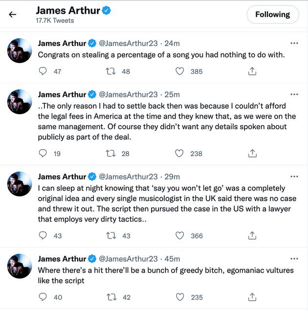 James Arthur's Twitter (Photo: Twitter)