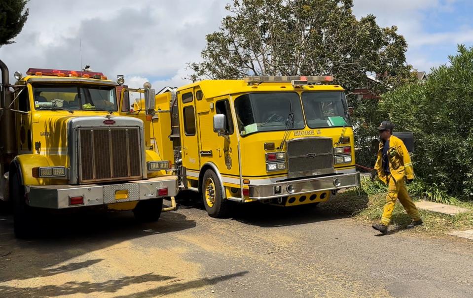 PHOTO: Firefighters work to fight the wildfires in Maui, Hawaii. (Becky Worley/ABC News)