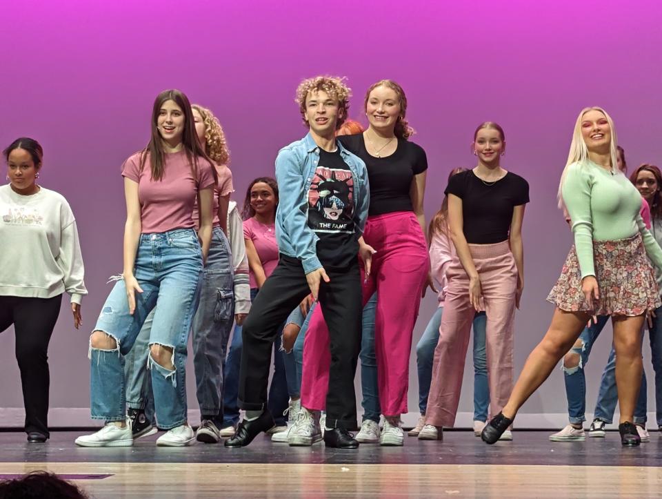 Jackson Smith is Damian Hubbard, center, in the Fremont High School production of "Mean Girls."