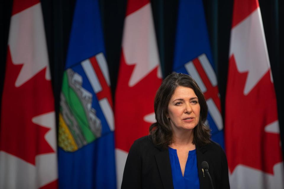 Alberta Premier Danielle Smith tabled her Alberta Sovereignty Within a United Canada Act last November, and has repeatedly threatened to invoke it against Ottawa to fight various environmental policies she argues trample over provincial jurisdiction. (Jason Franson/The Canadian Press - image credit)