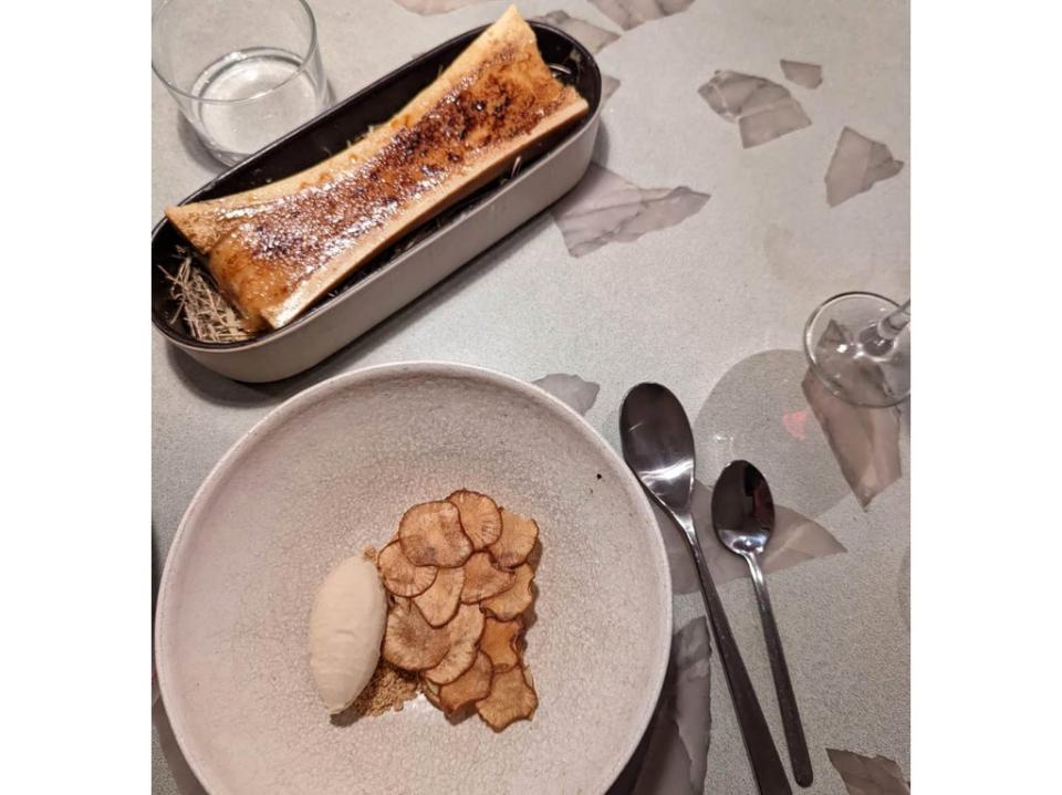 Native’s signature dish is also its wildest: white chocolate caramel made with bone marrow, served in the centre of a bone (Native)