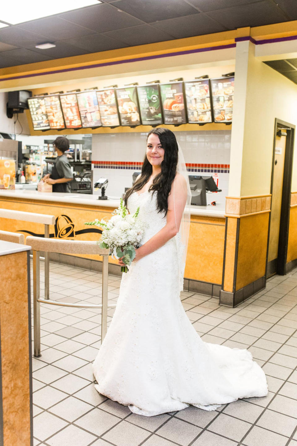 Newlywed Skylain Clarke at Taco Bell. (Photo: Nikki B Photography)