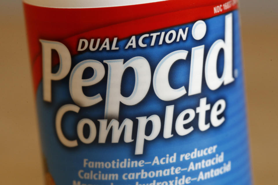 This June 15, 2020 photo shows a bottle of Pepcid antacid in Washington. The U.S. government's Pepcid project has revealed what critics describe as the Trump administration’s disregard for science and anti-corruption rules meant to guard against taxpayer dollars going to political cronies or funding projects that aren’t rigorously designed. (AP Photo/Patrick Semansky)