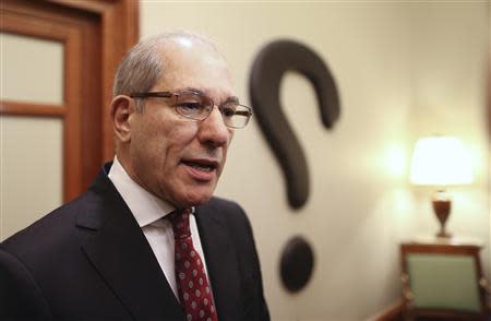 Ahmet Uzumcu, head of the Organisation for the Prohibition of Chemical Weapons, speaks during an interview in Rome January 16, 2014. REUTERS/Alessandro Bianchi