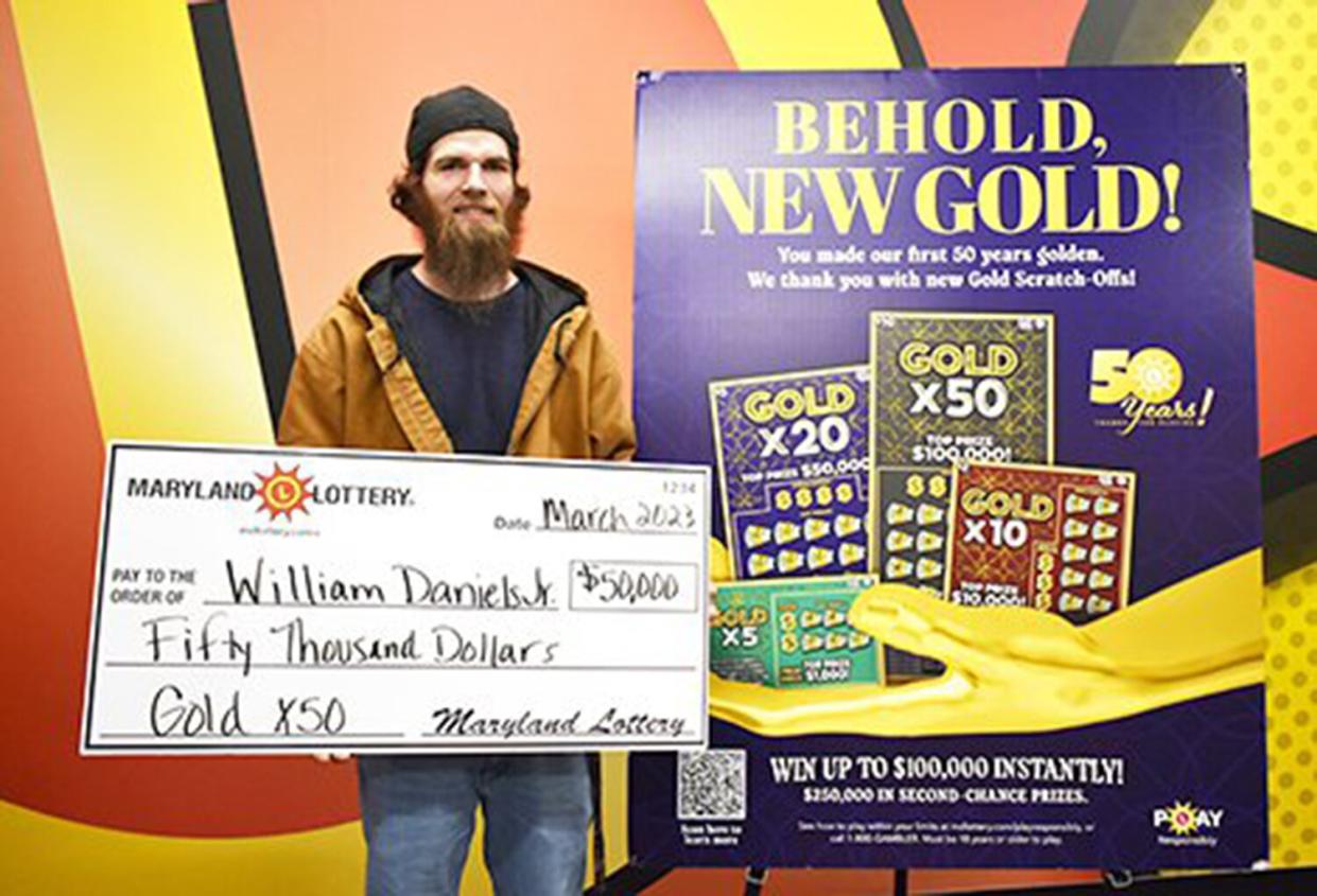 Two-time big winner William Daniels Jr. of Middle River will use his new $50,000 William Daniels Jr. prize to help pay wedding bills.