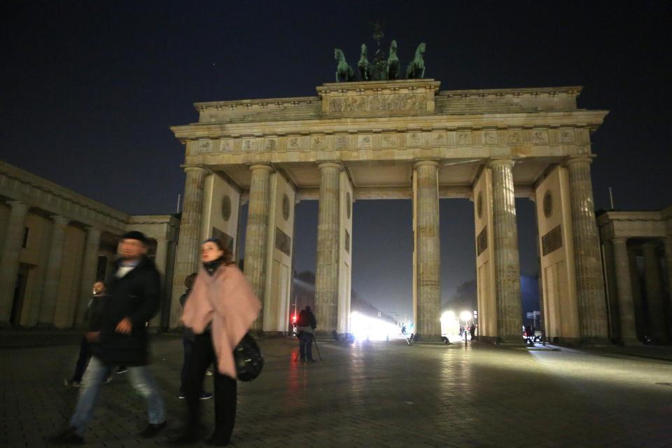The Brandenburg Gate in Berlin also turned its lights off for Earth Hour (Getty Images)