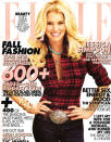 Jessica Simpson: On this cover of US ELLE it appears Jessica Simpson is a little out of proportion. Her head and hair is bigger than her waist!