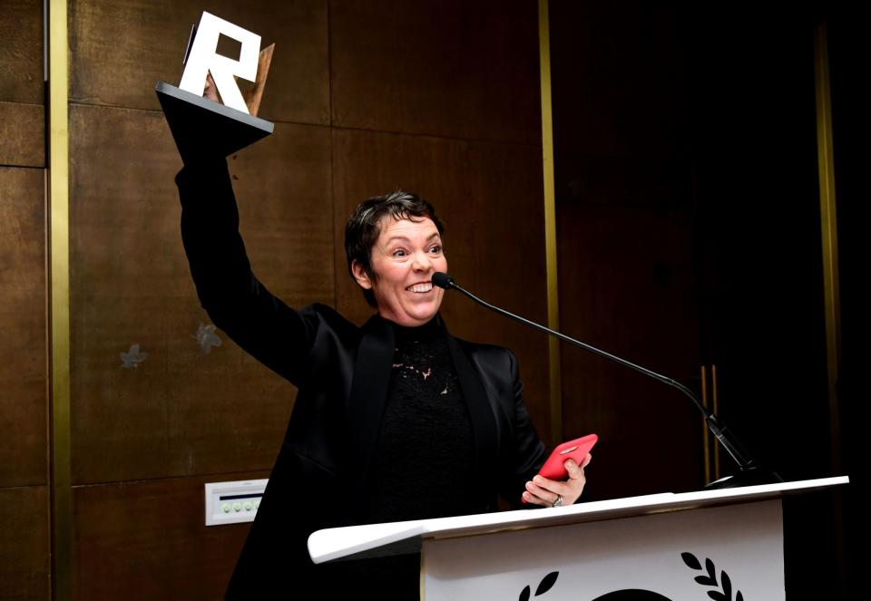 Colman with her award (PA)