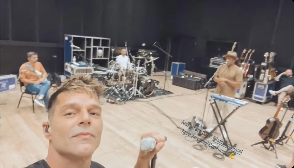 The singer shared a video his rehearsals before his first concert at the Hollywood Bowl. (@ricky_martin / Instagram)