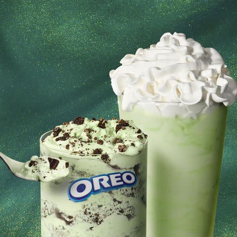 <p> McDonald's</p> The Oreo Shamrock McFlurry and Shamrock Shake