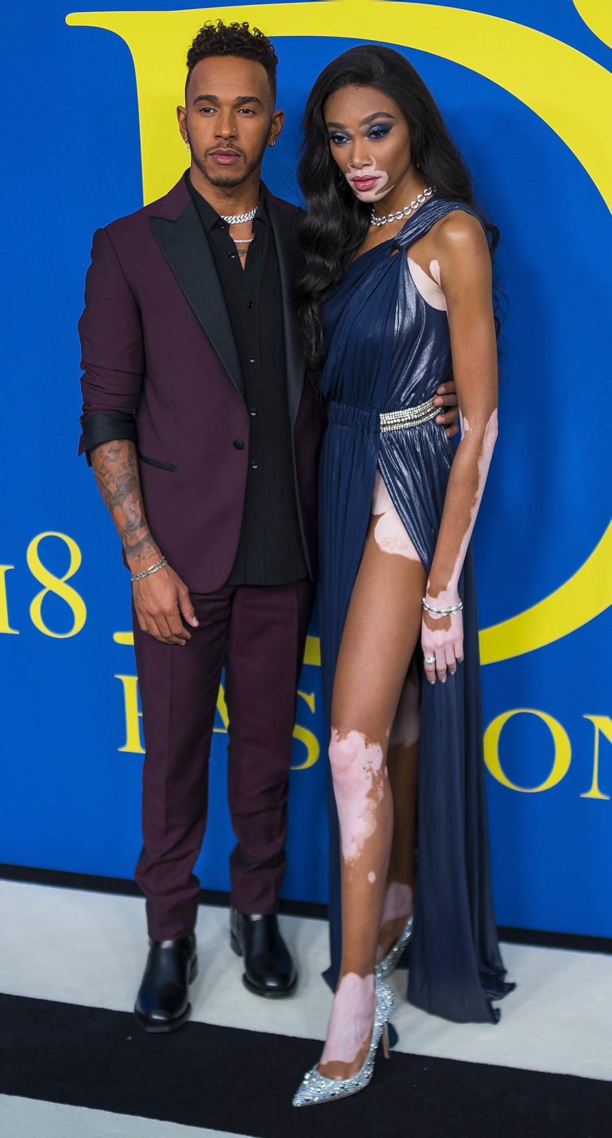 Lewis Hamilton and Winnie Harlow in 2018. (Michael Stewart / FilmMagic)