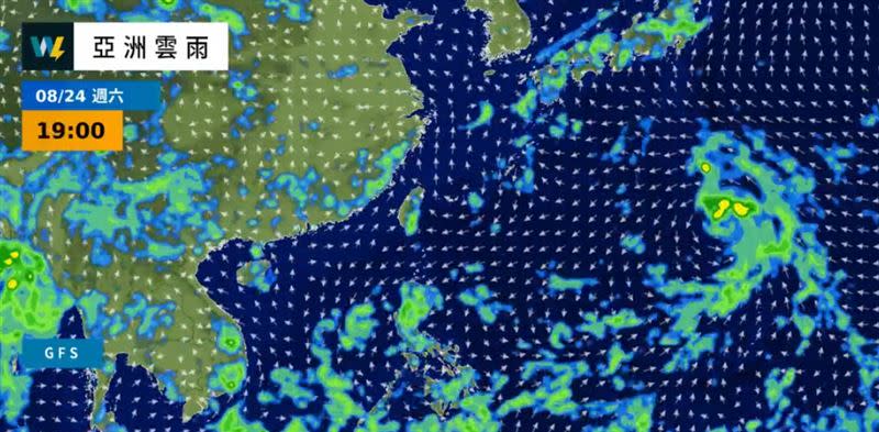 輕度颱風「珊珊」以每小時6公里速度向西北方前進。（圖／翻攝自天氣風險 WeatherRisk臉書）