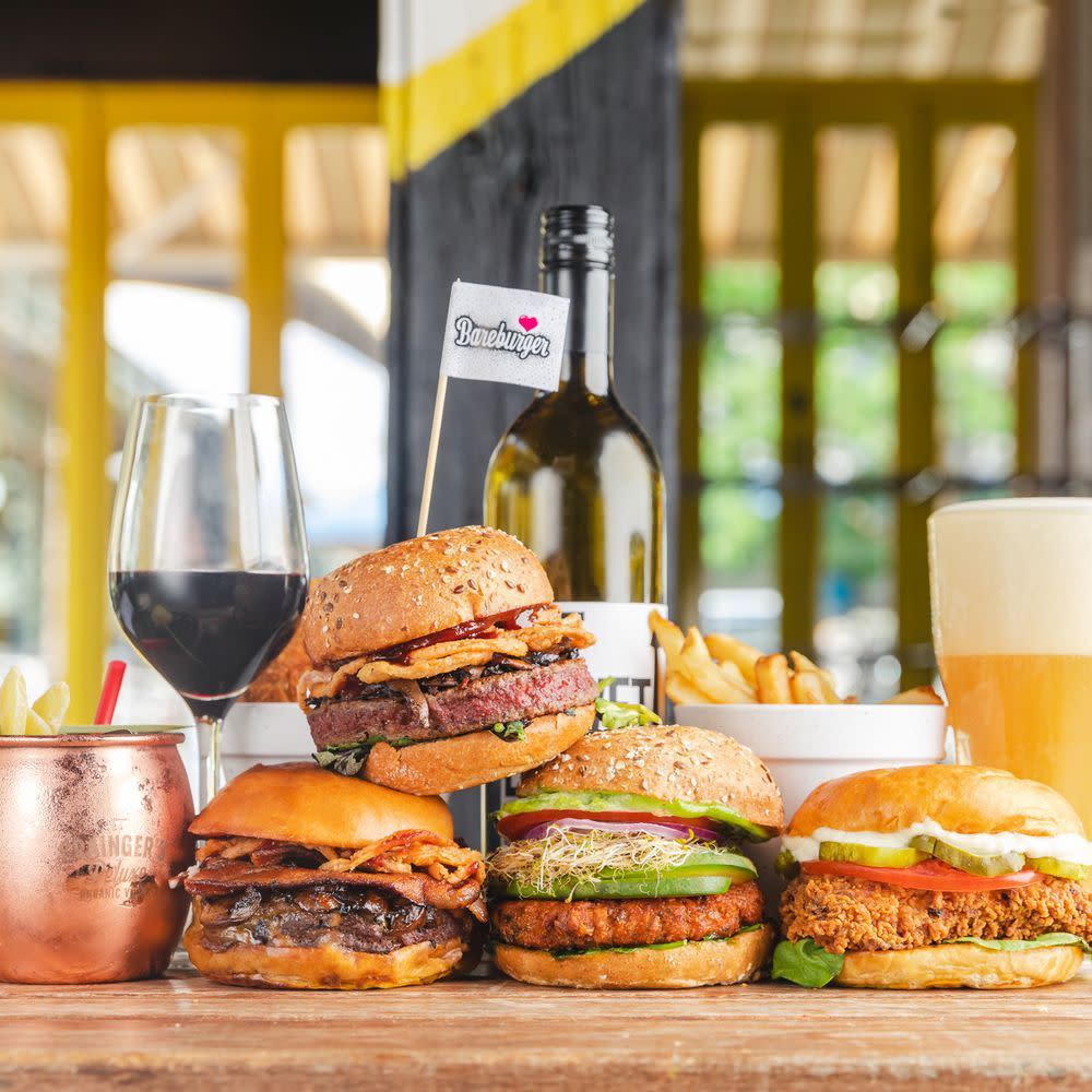 An array of Bareburger food