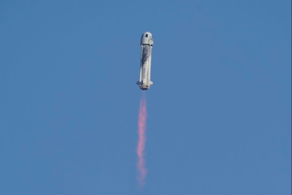 Blue Origin Strahan (Copyright 2021 The Associated Press. All rights reserved.)