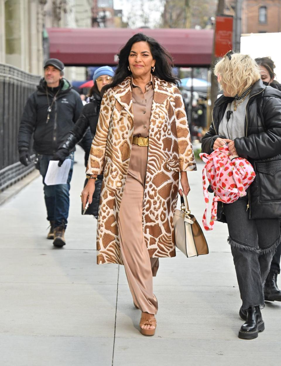 new york, new york december 15 sarita choudhury is seen on the set of 