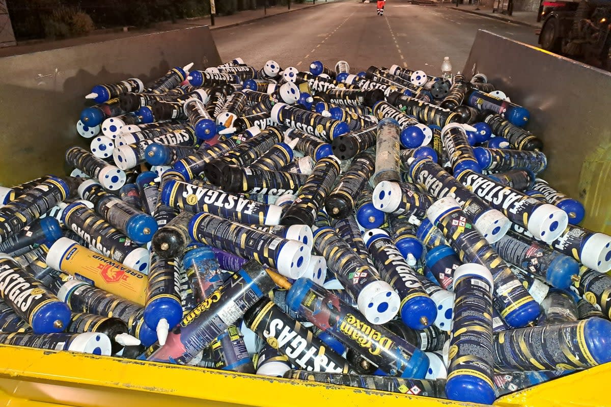 Five skips of NOS canisters were collected after Notting Hill Carnival this year  (Kensington and Chelsea Council)