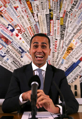 Anti-establishment 5-Star Movement Luigi Di Maio smiles during a news conference at the Foreign Press Club in Rome, Italy, March 13, 2018. REUTERS/Tony Gentile