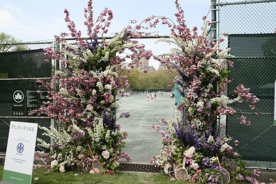 The flower arch created by floral designer Lewis Miller.