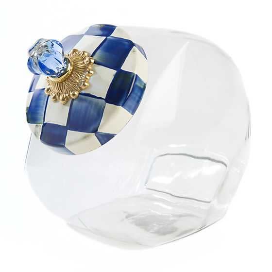 6) Cookie Jar with Royal Check Enamel Lid