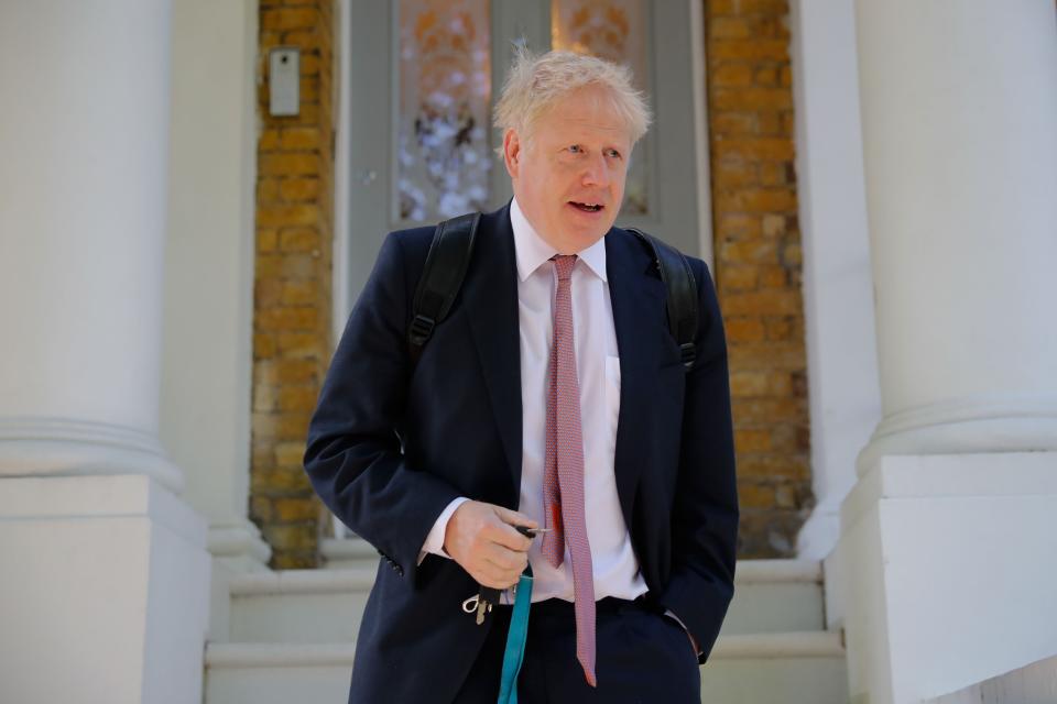 Conservative MP Boris Johnson leaves a house in London on May 30, 2019. - Boris Johnson, considered the frontrunner to become Britain's next prime minister, must appear in court over allegations that he knowingly lied during the Brexit referendum campaign, a judge ruled Wednesday. Johnson, the former foreign secretary, will be summoned to appear over allegations of misconduct in public office, judge Margot Coleman said in a written decision, without specifying the date. (Photo by Tolga AKMEN / AFP)        (Photo credit should read TOLGA AKMEN/AFP/Getty Images)