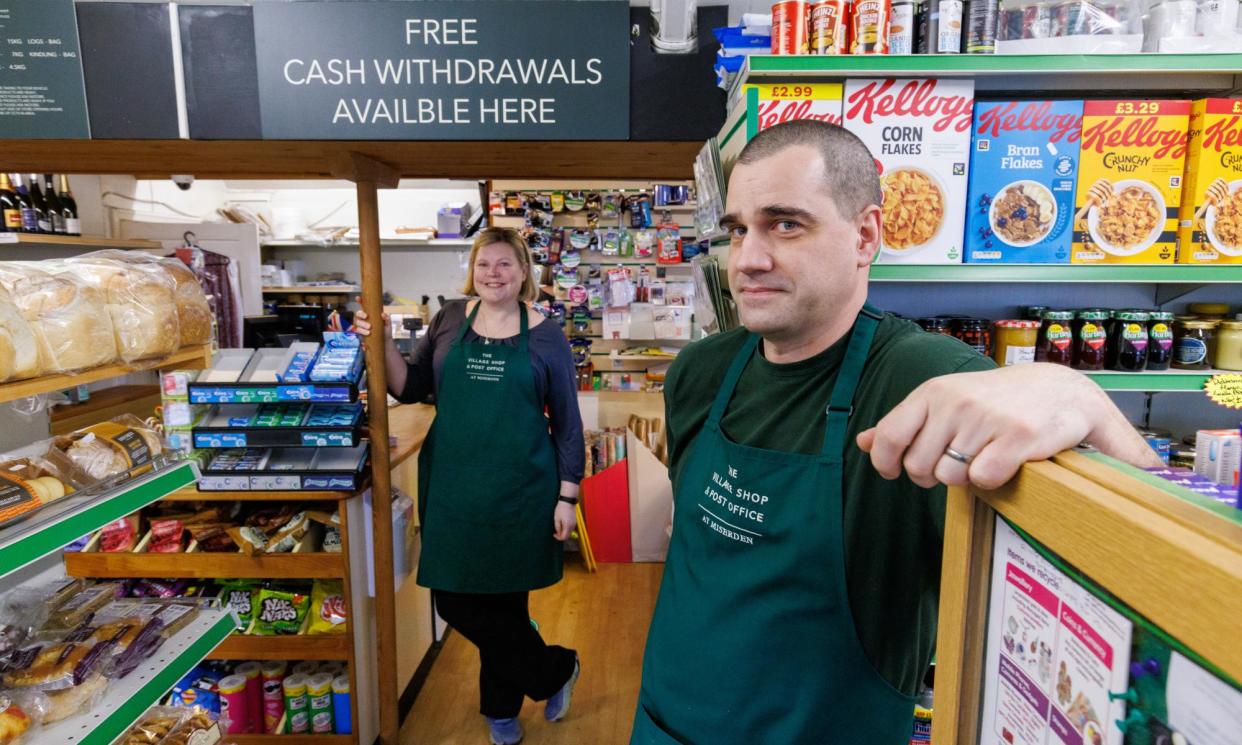 <span>Jonathan and Laura Cobb, the owners of Miserden Stores in Gloucestershire.</span><span>Photograph: Sam Frost/The Guardian</span>