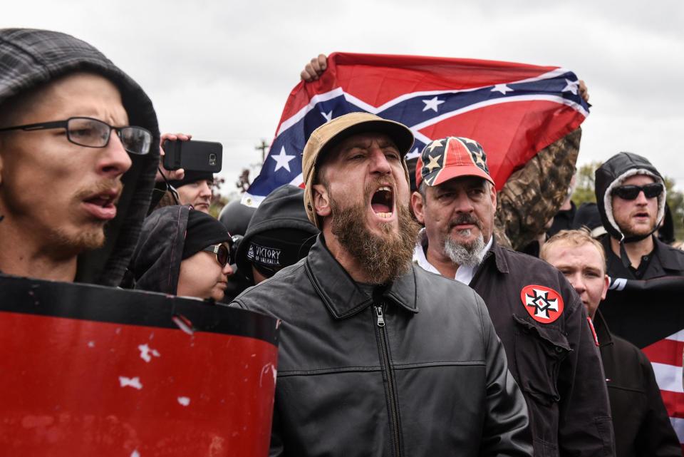 <p>People participate in a “White Lives Matter” rally in Shelbyville, Tenn., Oct. 28, 2017. (Photo: Stephanie Keith/Reuters) </p>