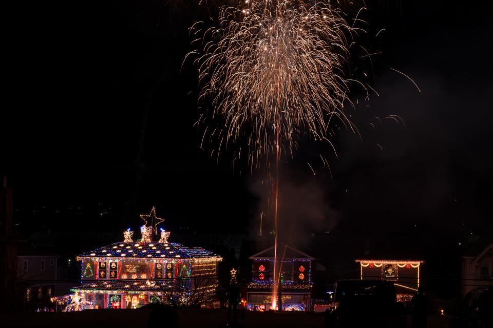 Fireworks celebrated the $100,000 fundraising goal set by an Ambridge family to benefit cancer research at St. Jude's.