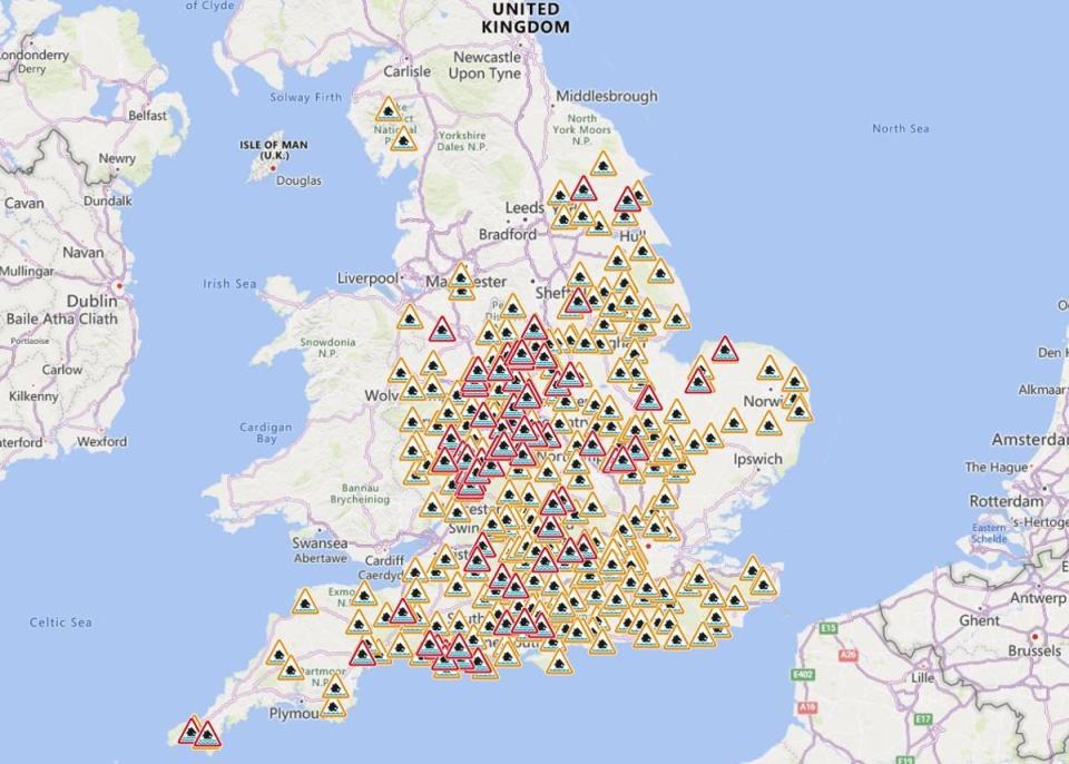 Flood warnings and alerts issued across England after heavy downpours on Thursday (Environment Agency)