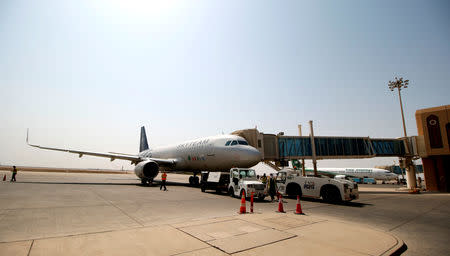 Lebanon's Middle East Airlines aeroplane is seen parked on Basra airport after it was targeted by rocket fire in Basra, Iraq September 8, 2018. REUTERS/Essam al-Sudani
