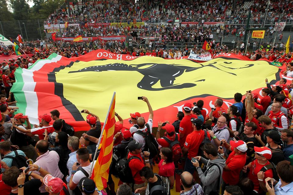 A view of the Tifosi supporting Ferrari during the Italian Grand Prix and the Autodromo Nazionale Monza, Monza, Italy.