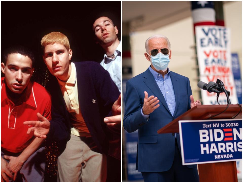 Beastie Boys approved the use of their single ‘Sabotage’ in a Biden campaign advert (Rex)