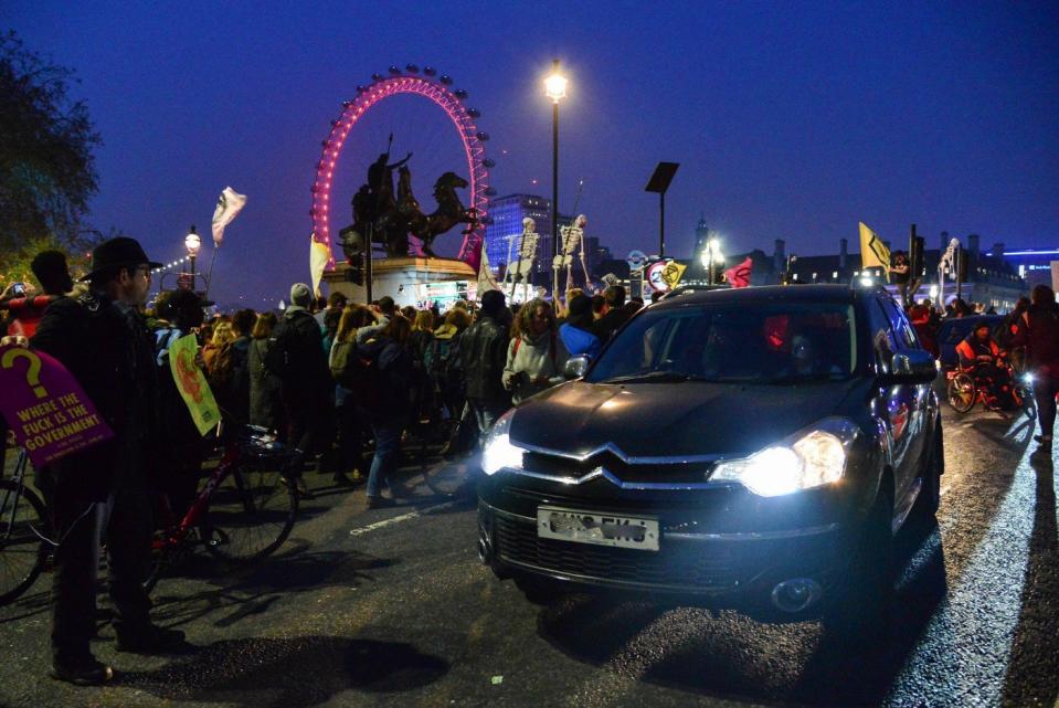 30 percent of those surveyed strongly oppose the climate change protests in London (PA)