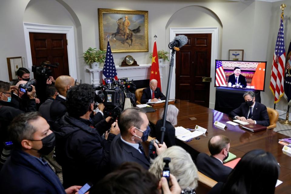 雖然美國總統拜登與習近平舉行過視訊會談，但雙方仍然尖銳對立。(路透，資料照)