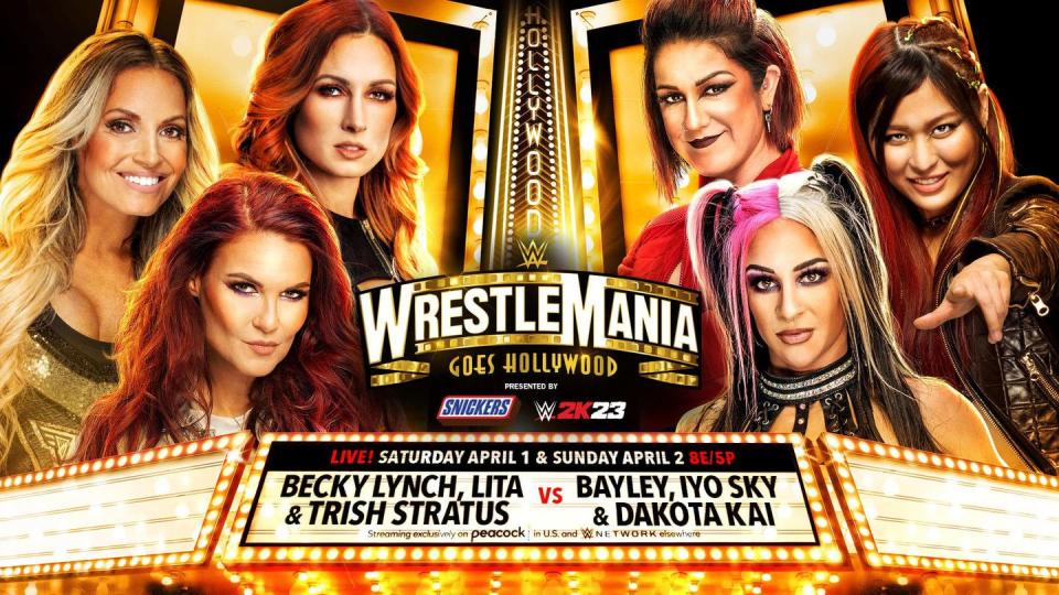 wwe wrestlemania 39 trish stratus, lita and becky lynch vs damage ctrl