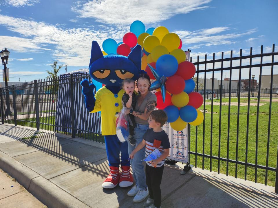 Pete the Cat, seen in this file photo, will be on hand Monday for Storybridge's Dream & Donate Book Drive honoring MLK Day in the parking lot of the United Supermarket located at 45th and Bell.