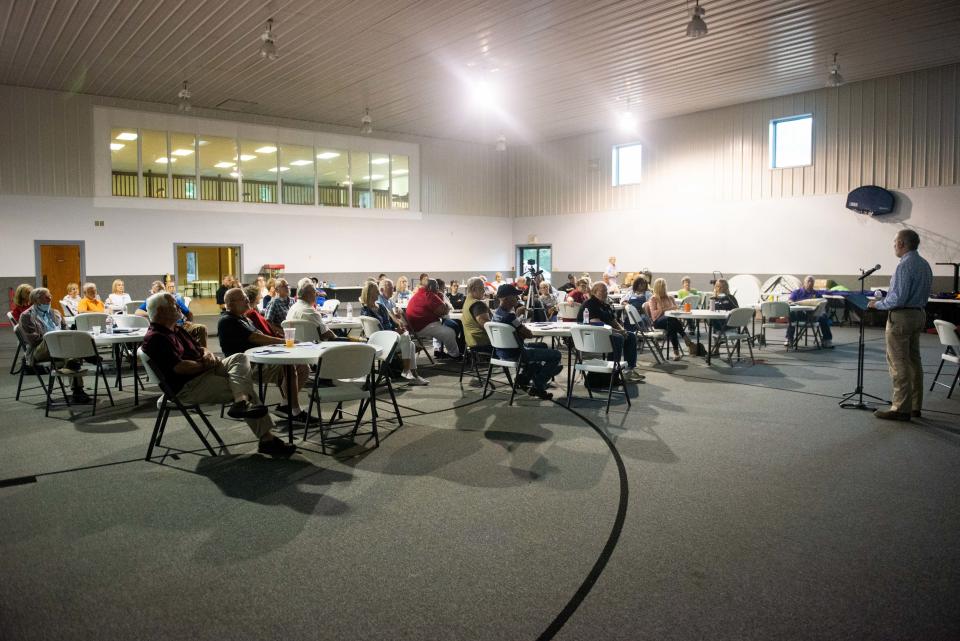 Tennessee Representative Chris Todd speaks to an audience during a We The People forum in Jackson, Tenn. on Thursday, May 11, 2023.