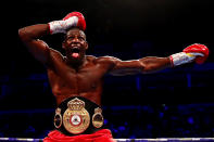 Richard Riakporhe celebrates victory over Chris Billam-Smith following the WBA Intercontinental Cruiserweight Title fight between Chris Billam-Smith and Richard Riakporhe at The O2 Arena on July 20, 2019 in London, England (Photo by Dan Istitene/Getty Images)