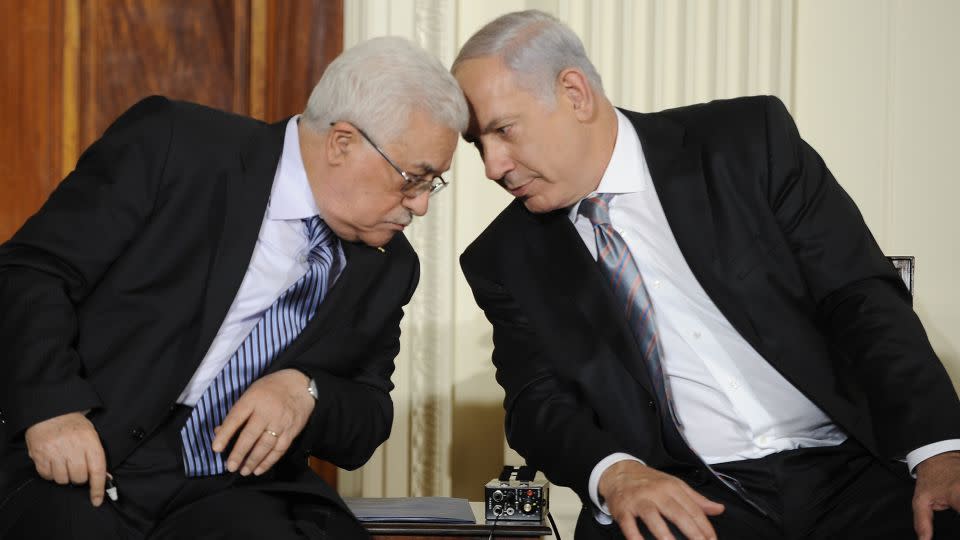 Palestinian Authority President Mahmoud Abbas and Israeli Prime Minister Benjamin Netanyahu during Middle East peace talks at the White House in 2010. - Christy Bowe/ImageCatcher News Service/Corbis/Getty Images)