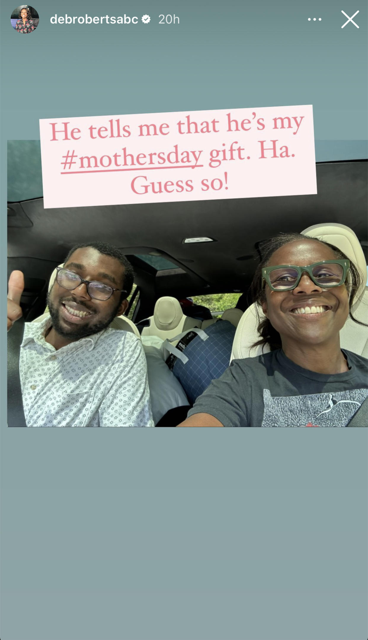 Al Roker and Deborah Robert's son, Nick, has the right idea about Mother's Day! (Deborah Roberts / Instagram)