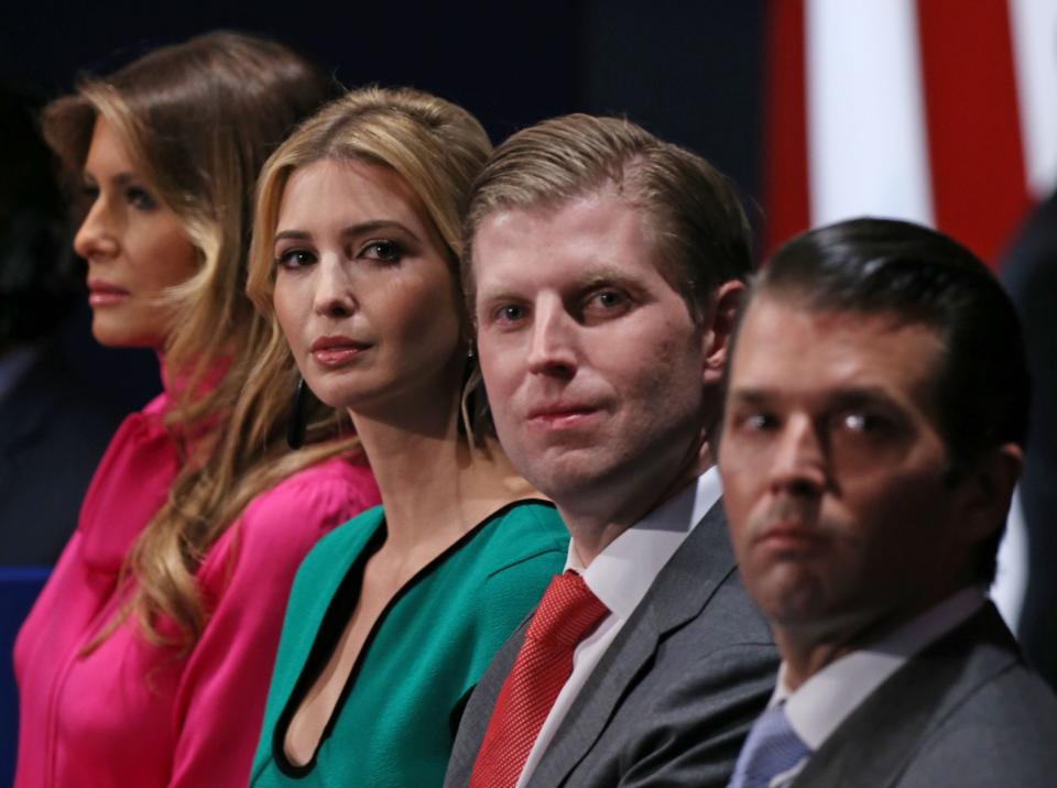 President Donald Trump's family (from left, Melania, Ivanka, Eric and Donald Jr.) helps promote the administration's themes in various ways. Trump campaign spokeswoman Erin Perrine calls them "valued advisers and an integral part of this campaign."